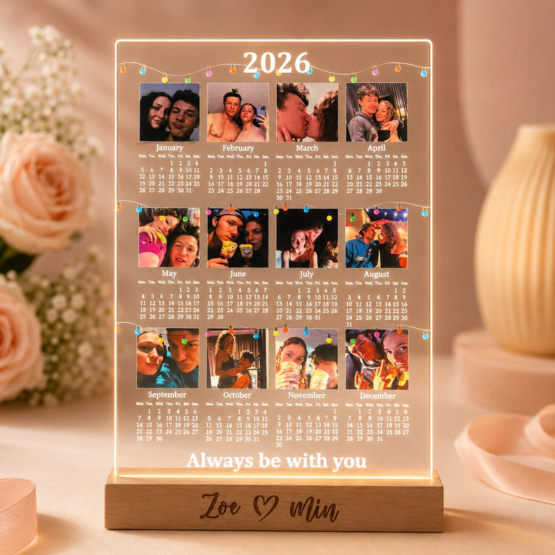 Valentine’s Gift: Personalized 2026 Photo Calendar LED Light Box