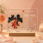 Personalized "Missing Piece" Photo Light Frame - Custom Anniversary Calendar Gift for Couples