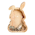 Bunny Piggy Bank for Kids, Personalized Wooden Money Box, Money Holder Encourages Early Saving