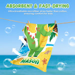 Personalized Beach Towels for Kids Green Dinosaur&Pink Mermaid