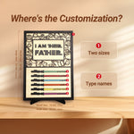 Wood Sign, Personalized Light Saber Plaque with 1-6 Names, Unique Fathers Gifts for Dad from Daughter Son Wife, I Am Their Father, Grandpa, Daddy Dad Birthday Gift