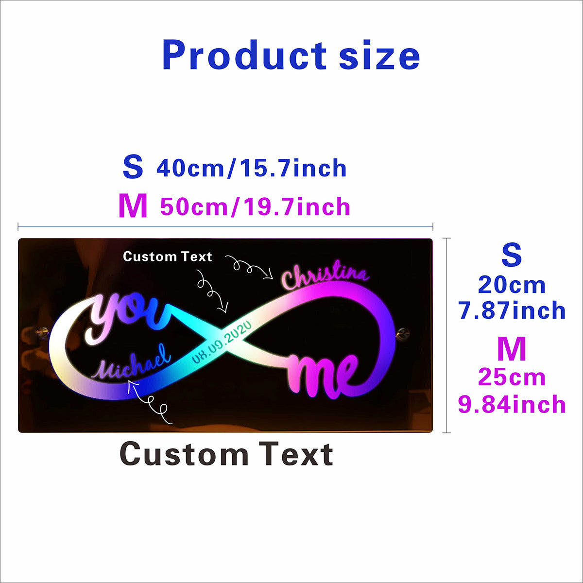 Personalized Led Mirror Light Customized With Couple’s Name