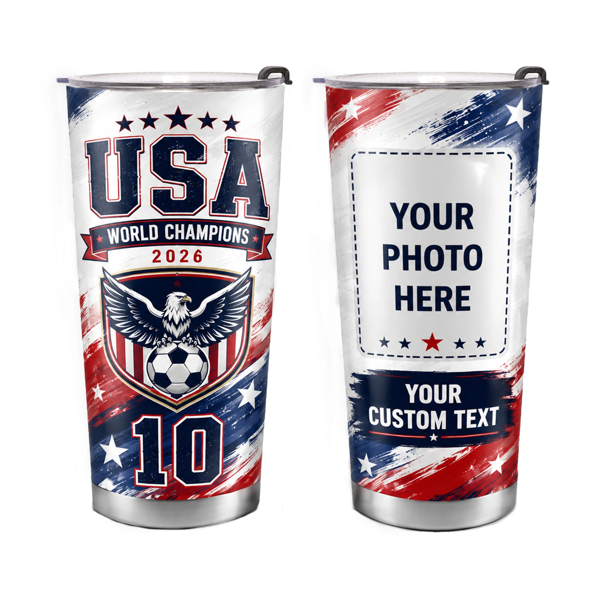 World Cup 2026 Personalized Tumbler – USA Soccer Fan 20oz Stainless Steel Travel Mug
