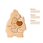 Mommy Bear Family Puzzle, Personalized Wooden Puzzles with Mothers and 1–4 Kids Names