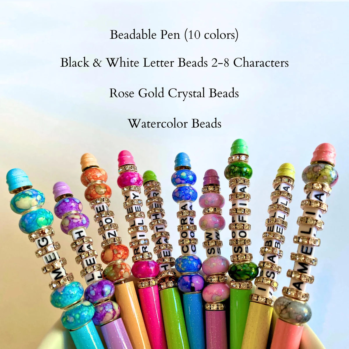 Custom Name Beaded Pens for Gifts Pens with a Personal Touch