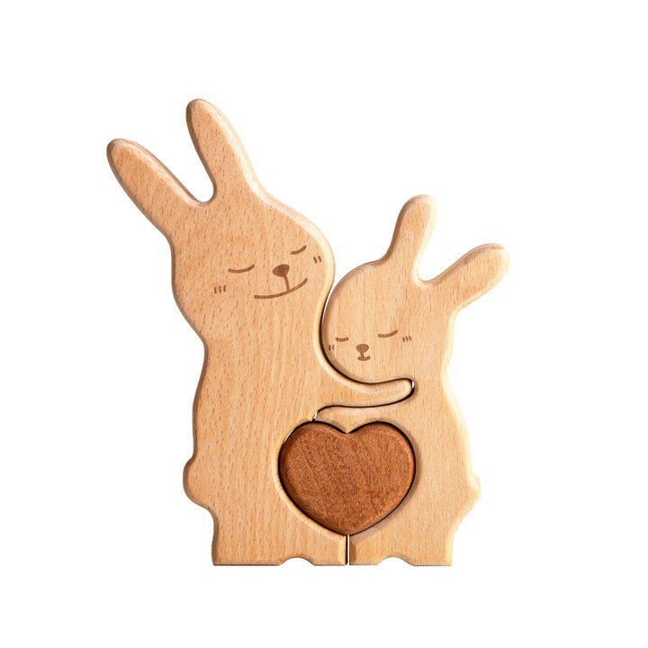 Bunny Family Puzzle, Personalized Wooden Puzzle for Adults and Kids with 2-5 Names