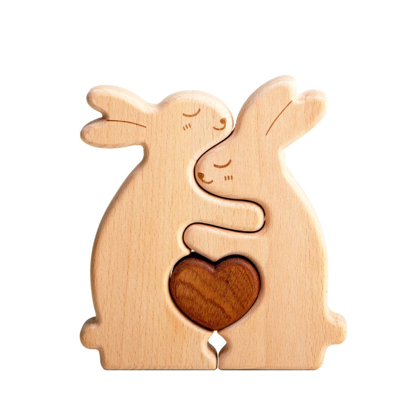 Customizedbee Rabbit Family Puzzle, Personalized Wooden Puzzles with 2–5 Names, Unique Easter Basket Stuffers for Lucky