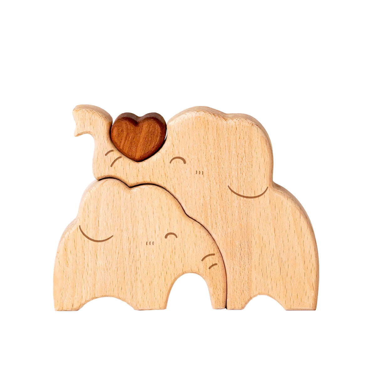 Elephant Family Puzzle, Personalized Wooden Puzzles with 2-5 Family Members Names, Unique Family Decor Wood Sculpture Gifts for Mom Grandma