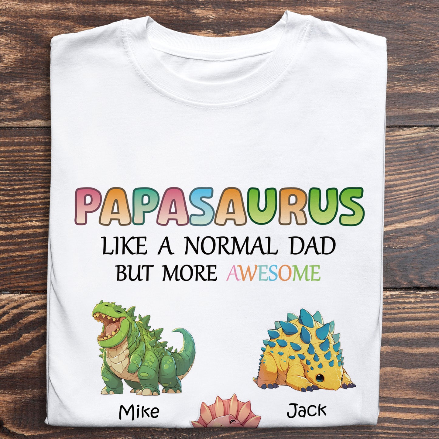 Customized T-shirt with Baby Dinasour Pattern and Name